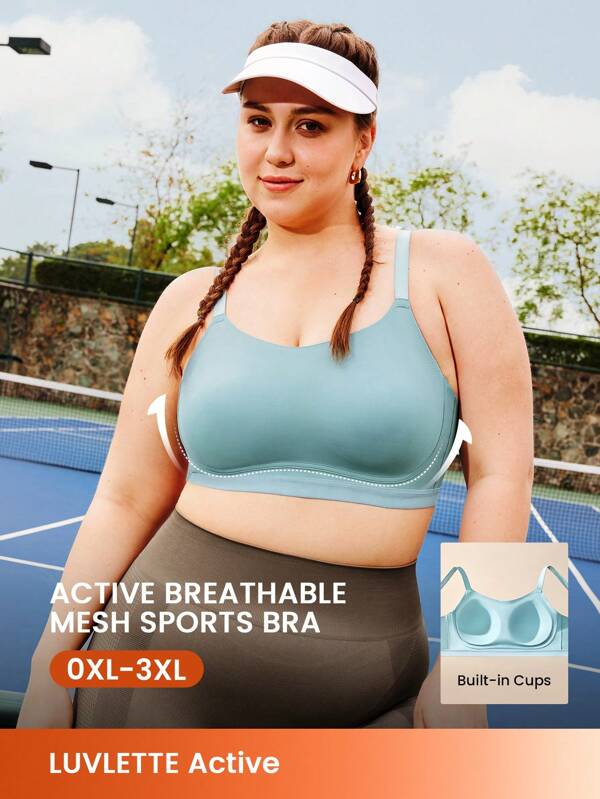 LUVLETTE Sportbra-Top in Große Größen mit Rückenausschnitt, mittlere Stützkraft, atmungsaktiv, Lässig-Sportlich Dessous als Oberbekleidung, aktive Fitness Bra