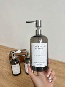 3件套按压式乳液瓶、卫生间、浴室洗发水、沐浴露瓶、家用洗洁精、洗衣液分配瓶 - 透明黑色 - 查看 1