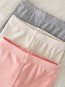 SHEIN 新生儿简约舒适针织拉绒高弹力拉绒圆领长袖睡衣套装（含裤子） - 彩色 - 查看 3