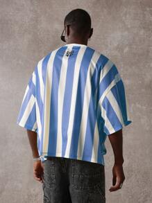 SUMWON 复古大学号码球衣T恤 网眼透气 宽松棒球迷运动服 男女通用 学院风 街头时尚 夏季休闲 - 淺藍色 - 查看 2