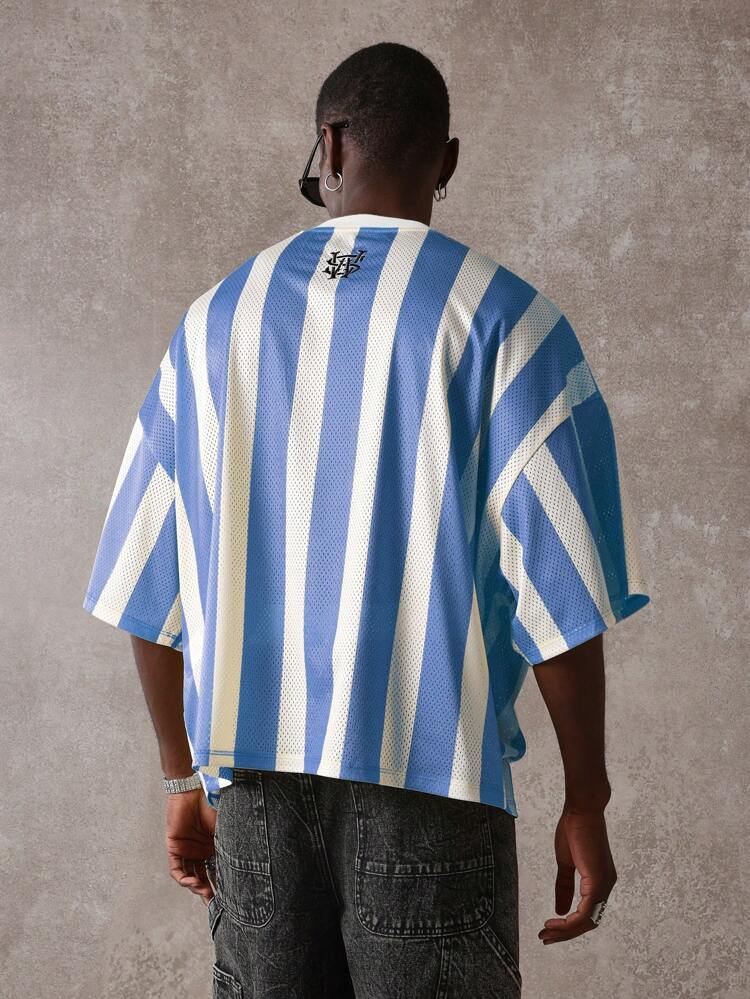 오버사이즈 레트로 바시티 넘버 저지 티셔츠 남성용 티셔츠