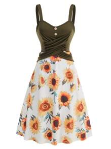 Vestido sencillo y elegante sin mangas, vestido ligero adecuado para el verano - Multicolor - Ver 1