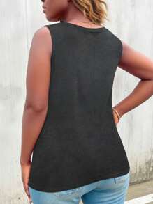 SHEIN LUNE Plus Size Fashion Camisole And Tank Top Suitable For Summer - Dark Grey - View 2