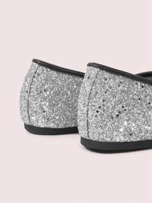 CUCCOO DOLLMOD Bailarinas de puntera redonda vintage francesas para mujer con lazo decorativo con brillo, color plateado, para primavera/verano