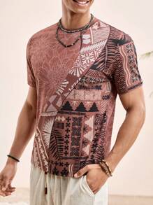 Manfinity VCAY Men's Digital Print Short Sleeve T-Shirt, Suitable For Everyday Wear