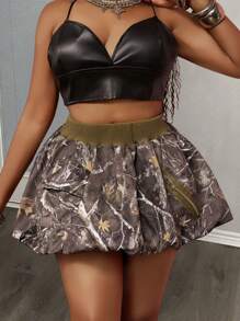 Slaydiva Falda acampanada con cremallera, bolsillos cargo y estampado floral, en colores block, para uso casual, streetwear, festivales de música, graduación, cumpleaños, tiempo libre, cruceros, viajes y playa, tallas grandes - Nuevo verano 2025