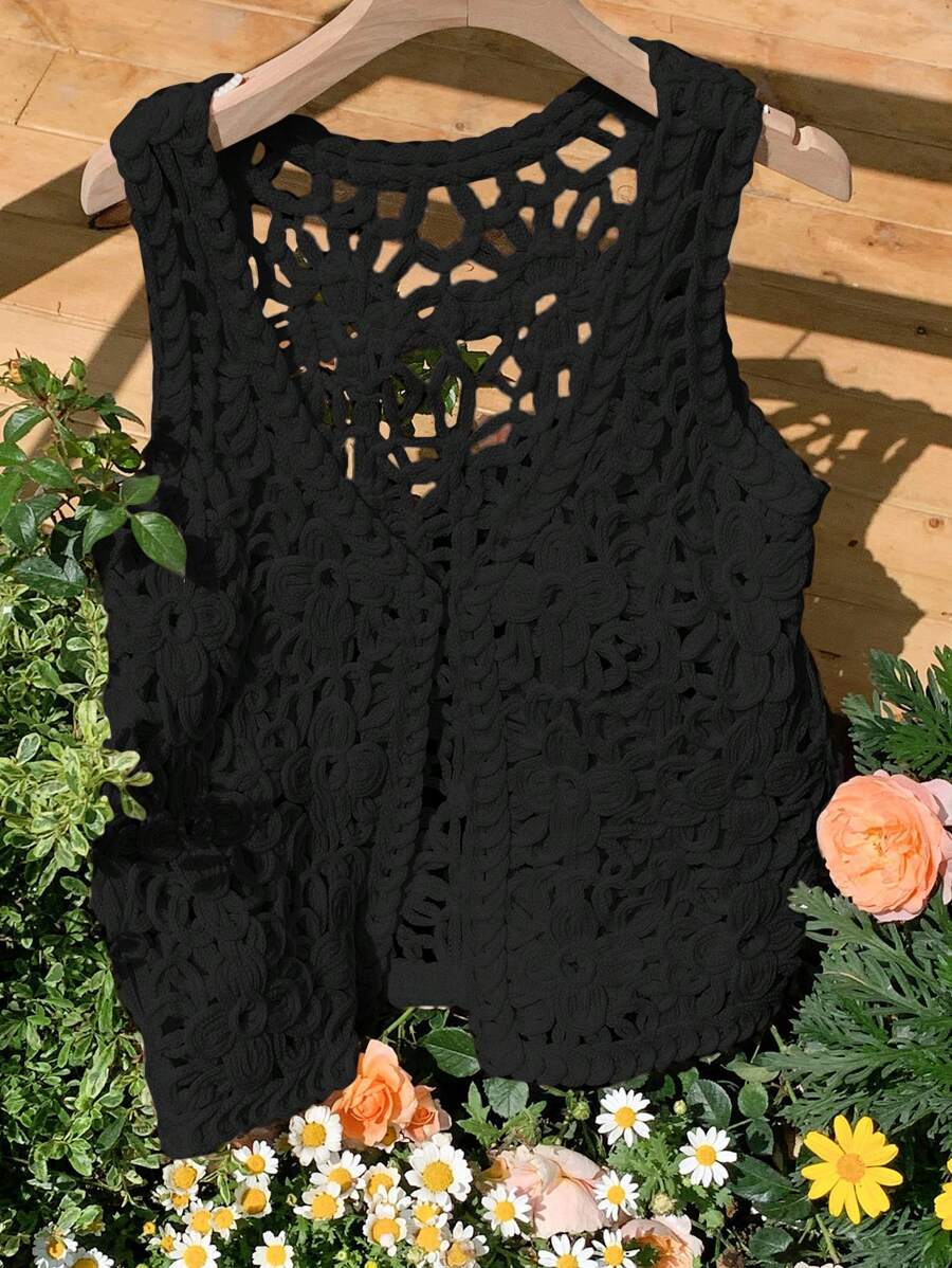 Comfortcana Cárdigan de mujer sin mangas de unicolor y delgado