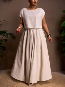 Veslaya 秋冬新品/女士秋季服装/万圣节/秋季/冬季女士服装/大码秋季服装/复活节/西部风/海滩风/波西米亚风/波西米亚风女装/女士节日服装/锐舞派对/复活节女装/老钱风女装/乡村音乐会服装/外出服装/仙女风/节日服装/机场 - 卡其色 - 查看 7
