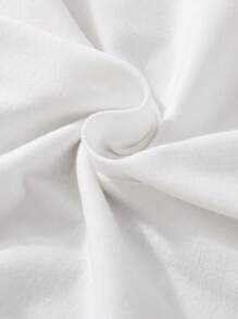 青少年女孩休闲舒适时尚芙蓉花图案短袖圆领 T 恤，适合夏季户外和度假 - 白色 - 查看 6