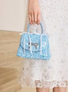 MOTF PREMIUM BOLSO CON DETALLE DE LAZO DE STRASS - Azul - Ver 1
