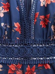 SHEIN PETITE Váy đi biển họa tiết hoa ren giản dị dành cho nữ - Màu xanh hải quân - Xem 6