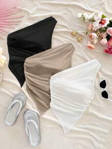 Soleia 3 Set Multicolor Women's Solid Color Casual Daily Wear Asymmetrical Neck Asymmetric Blouse - Multicolor - View 6