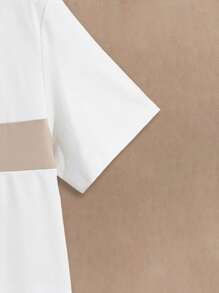 HIMLAND Camisetas para hombres ajustadas de cuello redondo, de manga corta, de colores combinados, de estilo casual y de moda para el verano, con estilo urbano - Blanco - Ver 4