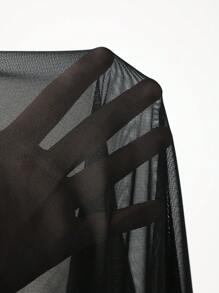 Swim Vcay Áo choàng đi biển cỡ lớn Kimono có tua rua viền - màu đen - Xem 7