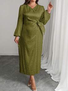 Modelyn Vestido envolvente con escote en V y estampado de leopardo para mujer de talla grande