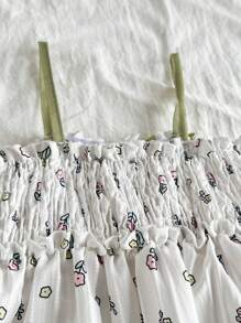 SHEIN Vintaside Kids 女婴碎花连衣裙，3D 花朵装饰，可爱雏菊和郁金香图案，时尚百搭春夏季休闲连衣裙 - 彩色 - 查看 7