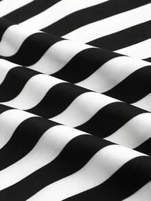 SHEIN EZwear 3 件套休闲纯色条纹修身短款长袖圆领 T 恤，大码女款，适合春秋季 - 彩色 - 查看 10