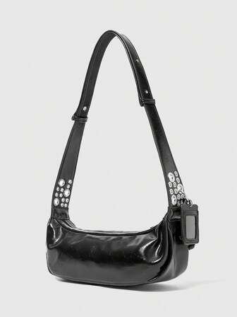 Grunge Punk Bolso de hombro casual de estilo motero de moda para mujer