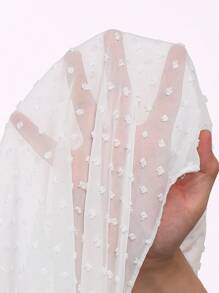 Swim Lushoire 女士纯色流苏和服长袍，适合度假和海滩 - 白色 - 查看 6