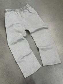 Manfinity Dauomo Pantalones de chándal holgados informales de cintura con cordón y pernera ancha de unicolor para hombre - Gris - Ver 2