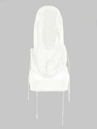 Grunge Punk Plus Size Y2K Style Hollow-Out Knitted Lightweight Hoodie