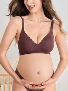 BloomMama 孕婦純色果凍式內衣胸罩，為母親設計 - 咖啡棕 - 查看 4