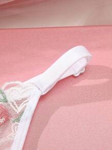 SHEIN 2 Pcs Lace Embroidered Women Sexy Bra Set With Underwire - White - View 4