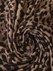 SHEIN LUNE 大码女士夏季沙滩装 七月四日豹纹图案圆领短袖束腰中长款沙滩裙太阳裙彩虹假日装波西米亚风 - 粉色 - 查看 5