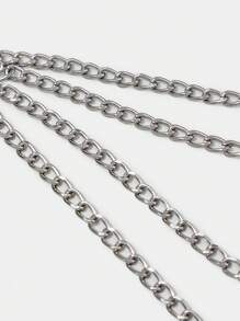 TOM & JERRY X SHEIN Cartoon Letter Pattern Y2K Waist Chain - Silver - View 3