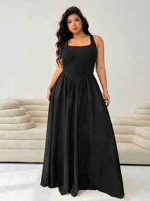 Solflare 大码无袖长款秋千连衣裙 - 黑色 - 查看 3