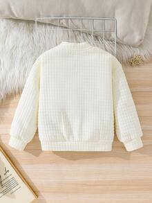 SHEIN Young Boy Loose Casual Round Neck Drop Shoulder Long Sleeve Jacket Kids Zip Up Jacket Boys Quilted Jacket Kids Quilted Jacket,In Fall/Winter - Khaki - View 2