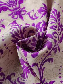 Tween Girl Retro Print 2 In 1 Jumpsuit, Vacation Style - Purple - View 3