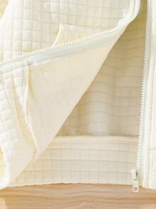 SHEIN Young Boy Loose Casual Round Neck Drop Shoulder Long Sleeve Jacket Kids Zip Up Jacket Boys Quilted Jacket Kids Quilted Jacket,In Fall/Winter - Khaki - View 6