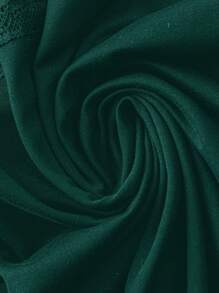 Sweetra 时尚 V 领蕾丝拼布透视性感连衣裙 - 墨綠色 - 查看 4