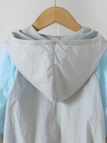 Set de 2 piezas de chaqueta y pantalones cortos con bloques de color para niños pequeños, apropiado para deportes, al aire libre, escuela, primavera/verano/otoño