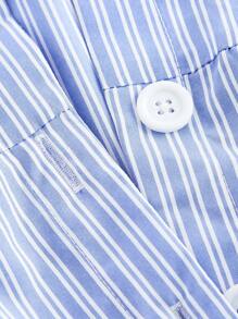 SHEIN MOD Collared Long Sleeve Cinched Waist Front Button Cinched Waist Striped Long Dress,  Blue Striped Dress,  Shirt Dresses,  Button Down Dress,  Picnic Dress For Woman,  Belted Shirt Dress, Business Casual Woman, Teacher Outfits For Women, Office Outfits For Women