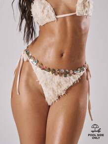 MUSERA Fluffy Tie Side Bikini Bottoms Spring, Summer, Holiday, Vacation, Ibiza, Festival, Rave, Cool Girl, Shipwrecked