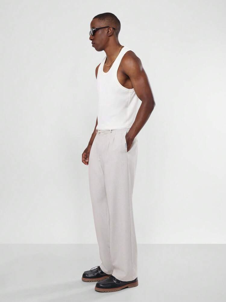 Essential Fitted Muscle Slim Fit Raw Edge Design Ribbed Tank Top