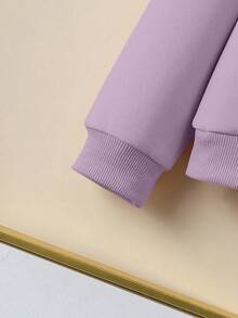 Sparklyn 女大童字母圖案衛衣和衛褲 - 紫色 - 查看 5