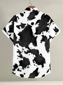 Manfinity RelaxMax Camisa casual de manga corta de verano para hombre con botones frontales y estampado total