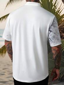 Manfinity RSRT Men's Knitted Digital Placement Collar Polo Shirt - White - View 2