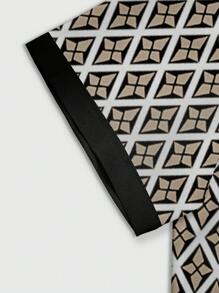 Manfinity RSRT 男士全印花短袖衬衫和抽绳腰短裤套装 男士度假装 男士沙滩装套装 男士沙滩装套装 男士度假短裤套装 男士度假装 男士两件套休闲短裤套装 - 彩色 - 查看 5