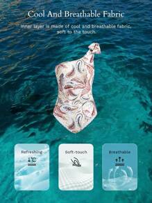 MOTF PREMIUM 佩斯利印花单肩连体泳衣