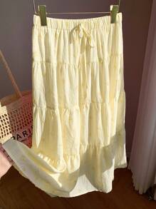 Comfortcana Women Yellow Vacation Butterfly Print Cute Skirt