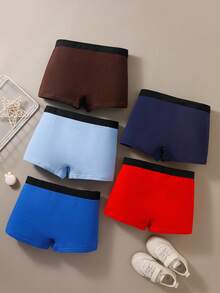 5pcs/Pack Tween Boy Music & Headphone Graphic Comfortable Boxer Briefs - Multicolor - View 2