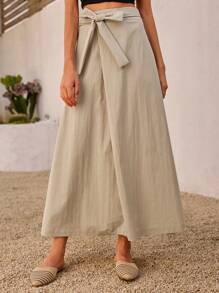 DAZY Falda recta de unicolor retro 2 en 1 para mujer - Albaricoque - Ver 1