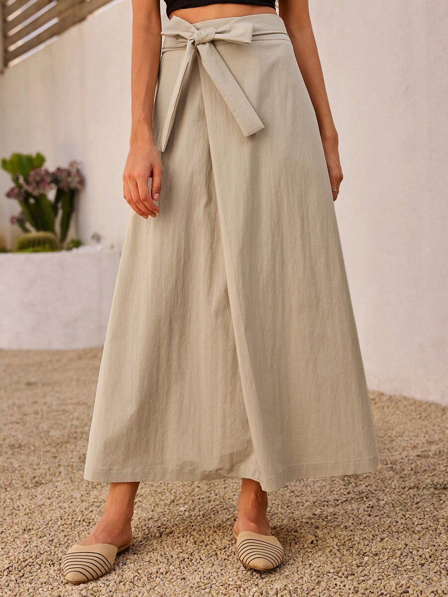 DAZY Falda recta de unicolor retro 2 en 1 para mujer - Albaricoque - Ver 1