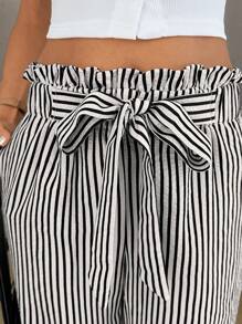 Easowa Pantalones casuales con rayas para mujer, nuevos pantalones rectos anchos y sueltos con efecto de drapeado, look alargado, para primavera y otoño