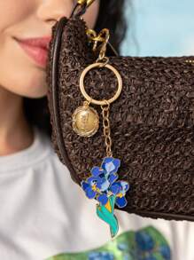 SHEIN Touch of Art 时尚优雅的梵高艺术鸢尾花锌合金钥匙扣/吊坠，可作包包装饰，亦可作礼物、夏季服饰、春季服饰、海滩度假等场合的装饰品。 - 彩色 - 查看 7