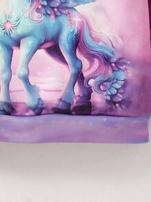 Young Girl Casual Dreamlike Purple Gradient Tie-Dye Unicorn Print Hooded Long Sleeve Sweatshirt, Suitable For Spring And Autumn Fall Winter - Purple - View 8